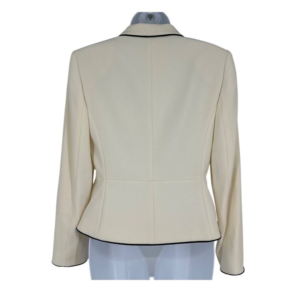 Ann Taylor Petites Ivory Button-Up Blazer With Black Piping Womens 4P - Picture 4 of 10